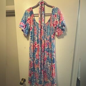 Lilly Pulitzer Tropical Pink and Blue Skirted Romper